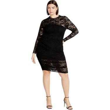 Imagem de City Chic Vestido feminino plus size de renda Frankie, Preto, 54