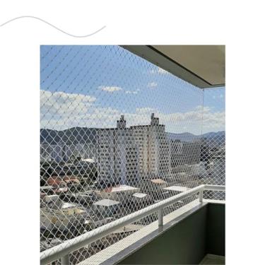 Imagem de Rede de Proteção para Janelas e Sacadas, Tela de Malha Fina, 1,20m x 1,20m, Kit