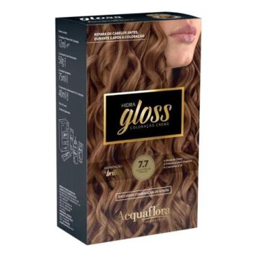 Imagem de Coloração Creme Acquaflora Kit Hidra Gloss 7.7 Louro Natural Marrom
