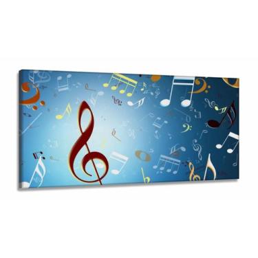 Imagem de Quadro Decorativo Notas Musicais em Tecido Canvas 130x60 - Wall Frame