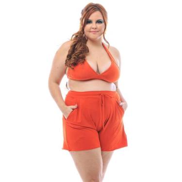 Imagem de Short Plus Size Cintura Alta Laranja Paprika - VANINA NEMER, GG, Laran
