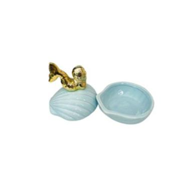 Imagem de Porta Joias De Porcelana Sereia Formato de Concha Portátil  Decoração,
