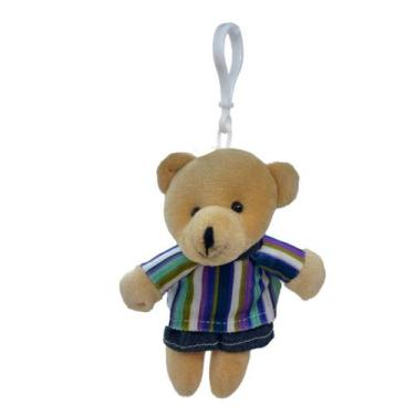 Imagem de Chaveiro Urso de Pelúcia - Vestido Listrado  - 14cm - 1 unidade - Rizz