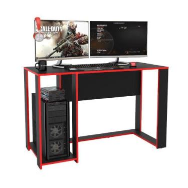 Imagem de Mesa Gamer Singapura Politorno, Preto com Vermelho