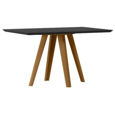 Imagem de Mesa De Jantar 160x90 Cm Mariah Com Vidro Ype Preto - New Ceval - NEW 