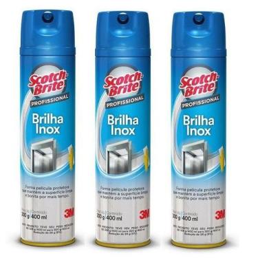Imagem de Kit com 3 Brilha INOX 3M SCOTCH-BRITE 400ML