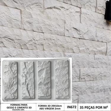 Imagem de Forma 3d 4 Tijolo Rockfaces Traverte 30x10cm ABS 2mm Molde 3d Para Cim