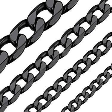 Imagem de Corrente masculina cubana ChainsHoue, 4 – 13 mm de aço inoxidável, corrente de elos para homens e mulheres, banhado a ouro 18 K – 18 polegadas 20 polegadas 22 polegadas 24 polegadas