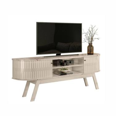 Imagem de Rack Bancada Sala Estar TV Até 75 Polegadas 2 Portas De Correr 1 Prateleira 4 Pés Palito Valência