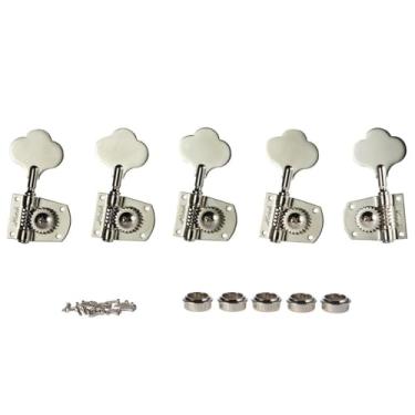 Imagem de KAISH Cloverleaf Sintonizadores de baixo de 5 cordas 5 cordas teclas de afinação de baixo para padrão/Highway One Series Jazz Bass J Bass/Precision Bass P Bass Nickel 4 Right/1 Left