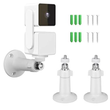 Imagem de Pacote com 2 suportes de parede para Wyze Cam Pan V3 e Wyze Cam V4/V3 e Wyze Cam externa/interna, rotação de 360 graus ajustável para sistema de câmera interna Wyze Outdoor (branco)