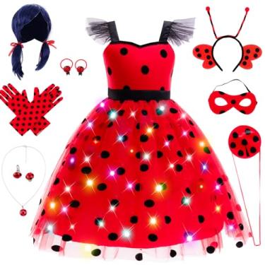Imagem de CIYTI Girls Light up Ladybug Costume, Light Up Princess Costume Dress Kid Toddler Princess Dress Halloween Christmas Dress Up Children Clothing (4-5 Years) Red