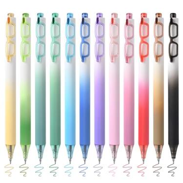 Imagem de Valtiner 12 canetas de gel coloridas, caneta retrátil estética, ponta fina de 0,5 mm, secagem rápida, caneta de escrita suave de tinta colorida para anotações, canetas para material de escritório