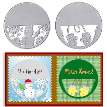 Imagem de Hying Bolas de cristal de boneco de neve de Natal para fazer cartões, luvas de Natal, moldura, círculo, fundo, estêncil, molde de gravação para artesanato, scrapbook, decoração de álbum de fotos faça