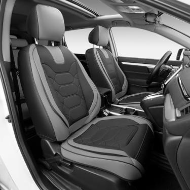 Imagem de OASIS AUTO Honda CRV Accessories Capas de assento 2017-2025 Capa protetora de couro com ajuste personalizado para CR-V (conjunto completo, preto e cinza)