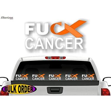 Imagem de 5 adesivos de fita laranja de câncer FU (a granel) FCK Leucemia Cancer Vinyl Vehicle Stickers (laranja (5 granel))