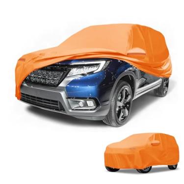 Imagem de Partuto Capa de carro à prova d'água para todos os climas, automotiva, ao ar livre, anti-UV, proteção contra chuva, cobertura externa completa para Honda Passport, filme de alumínio, algodão laranja