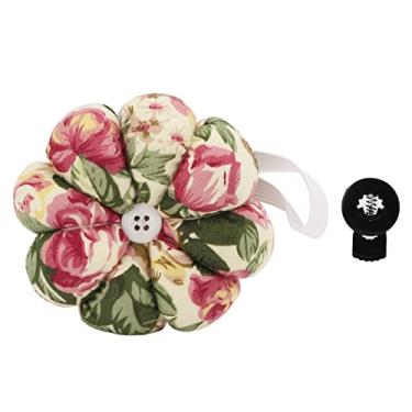 Imagem de Almofada de alfinete de pulso para mãos seguras e convenientes Almofada de alfinete de alta eficiência para estudante iniciante mãe jardim de rosas, tecido premium com formato (Pumpa Nål (Pastoral Rose))