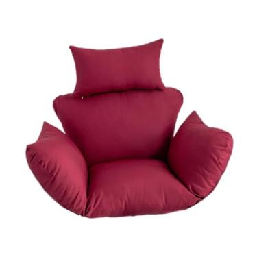 Imagem de Gralara Almofada para cadeira de ovo Almofada para assento suspensa com apoio de cabeça Apoio de braço Cesta Cadeira Almofada para assento Rede Balanço, Vermelho
