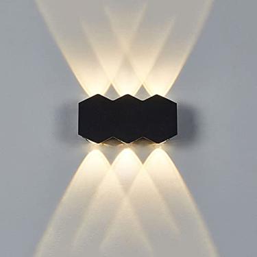 Imagem de Luminária de parede externa retangular minimalista moderna, resistente, preta, com caixa de alumínio, à prova d'água, à prova de ferrugem e poeira, iluminação externa para a porta da frente