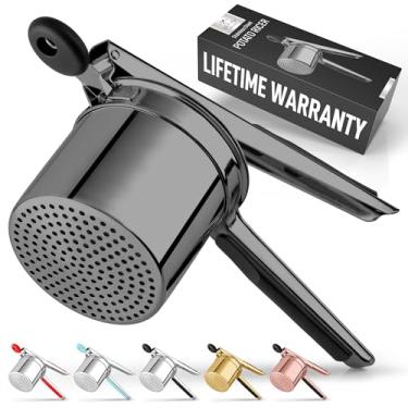 Imagem de Zulay Kitchen Grande espremedor de batatas de 15 onças, espremedor de batatas de aço inoxidável resistente e espremedor para purê de batatas, espremedor de batatas e dispositivo de prensa de