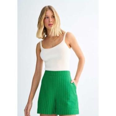 Imagem de Shorts Cintura Média Alfaiataria Risca de Giz-Feminino