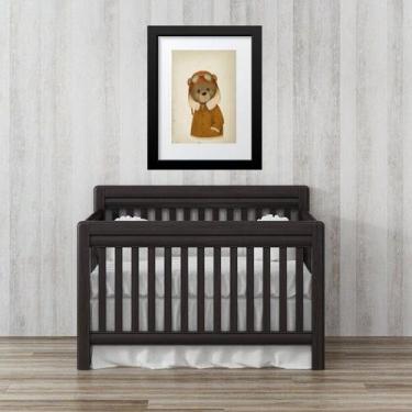 Imagem de Quadro Infantil Retrô Urso Aviador- 60x48cm - Quadros On-line, Moldura