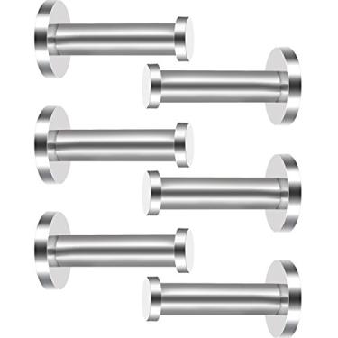 Imagem de 6 peças de aço inoxidável para montagem na parede roupão gancho casaco toalha gancho gancho gancho gancho gancho, níquel escovado, Prata, 3 Inch