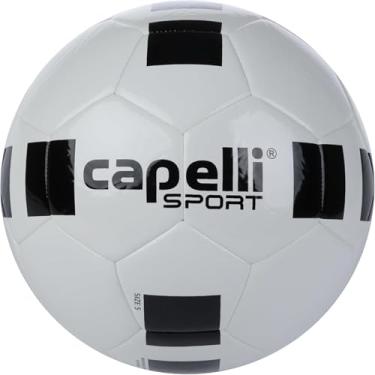 Imagem de Capelli Sport Bola de futebol tamanho 5, bola de futebol básica da FIFA com 4 cubos para jogadores jovens e adultos, treinamento ao ar livre e interno, branco/preto