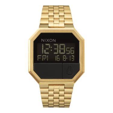 Imagem de Nixon Re-Run A158. Relógio digital masculino resistente à água de 100 m (mostrador do relógio digital de 38,5 mm. Pulseira de aço inoxidável de 13-18 mm), Todo dourado., One Size, Reexecute