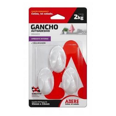 Imagem de GANCHO ADERE AUTOADESIVO Branco M COM 3