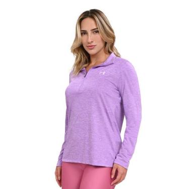Imagem de Moletom de Treino Feminino Under Armour Tech 1/2 Zip, Roxo, GG