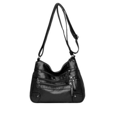 Imagem de Bolsa Feminina Transversal 6 Bolsos Alça Regulável  - Alwy, Preto