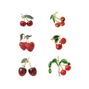 Imagem de Ipotkitt Broche de estilo misto, fruta, cereja, morango, borboleta, alfinetes, para broches, vestido, suéter, acessórios, Sem Pedra Preciosa