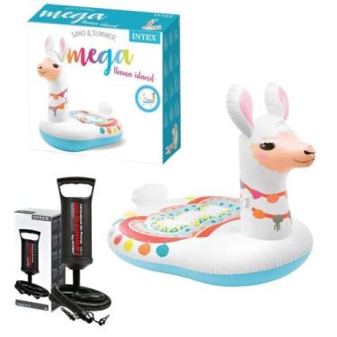 Imagem de Boia Piscina Inflável Ilha Lhama Mega Grande Com Bomba de Ar Manual Qu