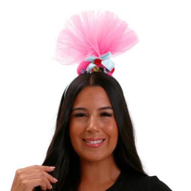 Imagem de Tiara Troll com Tule e Detalhes de Flores  Acessório de Carnaval - Abr
