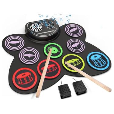 Imagem de Bateria Instrumento, Bateria Eletronica Portatil, Conjunto de Bateria Elétrica, Conjunto de Bateria Eletrônica Portátil USB Roll Up Drum Pad Kit
