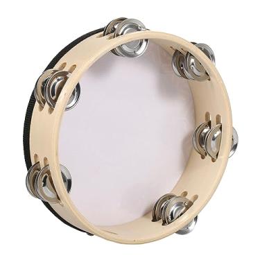 Imagem de Tambor Manual de Pandeiro de Madeira de 8 Polegadas, Tambor de Mão, Dupla 12pcs Cymbals de Metal Jingles, Instrumento de Percussão Portátil, para Crianças Adultos, Festas (8