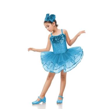 Imagem de Enchanta - Collant Olivia-Ballet para churrascos. Fantasia profissional de bailarina do Lago dos Cisnes Tutu Saia de panqueca clássica, azul, criança M