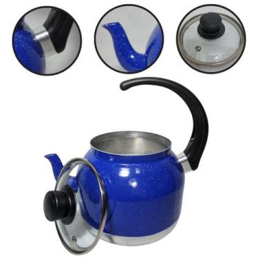 Imagem de Chaleira de Alumínio N18 2 Litros Azul com Tampa de Vidro - Aluminio A