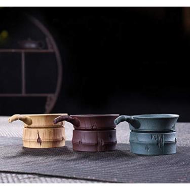 Imagem de Filtro de chá chinês de nó de bambu, filtro de infusor de chá reutilizável, filtro de malha de chá, acessório de chá Kongfu, conjunto de chá com suporte (verde)