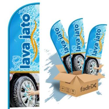 Imagem de Wind Banner Dupla Face 3mt Completo Lava Jato Kit C/ 3unds - Fadrix