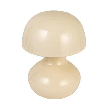 Imagem de Bloomingville Abajur de mesa em forma de cogumelo de metal esmaltado com interruptor em linha, cor marfim