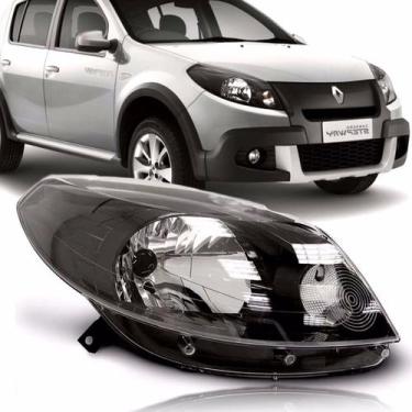 Imagem de Farol Sandero Stepway 2012 2013 2014 12 13 14 Mascara Negra - Sbc Peça