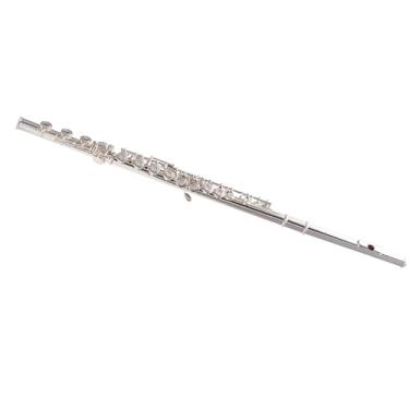Imagem de Flauta Outfit C Tone 17 Furo Fechado Branco Cobre Banhado a Prata com Instrumento de Nível de Entrada E
