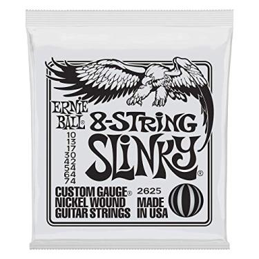 Imagem de Cordas de guitarra elétrica 8 cordas Ernie Ball Skinny Top Heavy Bottom Slinky Nickel Wound P02625, calibre 10-74
