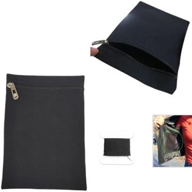 Imagem de DraCra Bolso lateral costurado com zíper bolso interno bolsa de viagem bolsos de drenagem carteira escondida para recuperação de mastectomia camisa roupões roupas jaqueta acolchoada moletom com capuz