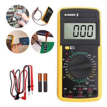 Imagem de Multímetro Digital Portátil com Capacímetro Medidor Testador aparelhos eletrônicos Display LCD