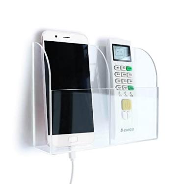 Imagem de APSOONSELL suporte de controle remoto para TV de acrílico para parede, organizador de mídia para telefone, ar condicionado, caixa de armazenamento do controle, Branco, M