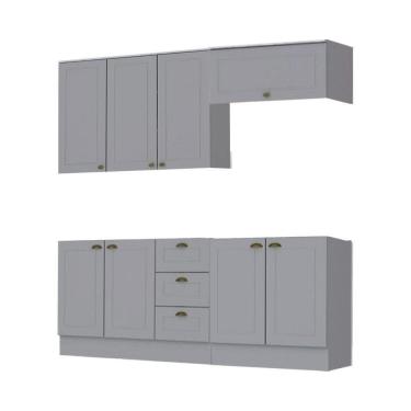 Imagem de Cozinha Modulada Cooktop 4 Peças Com Tampo Henn Americana Cinza